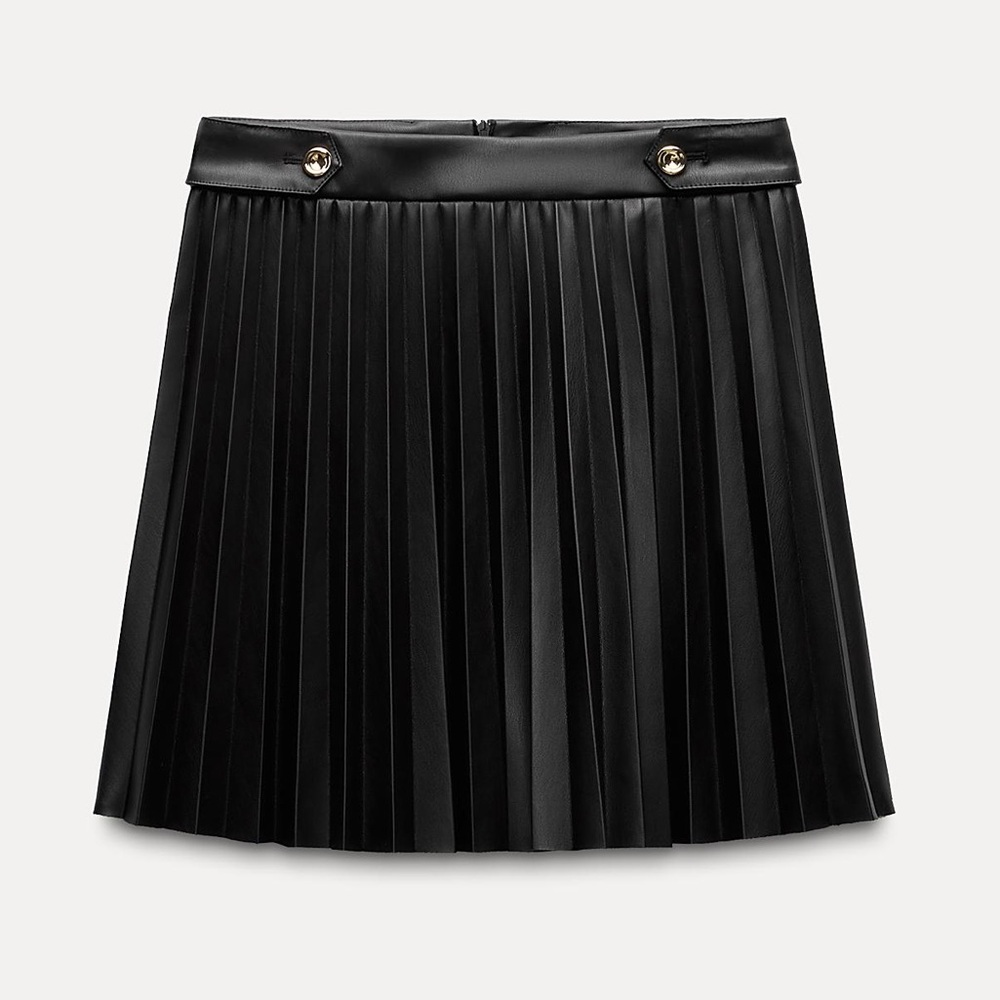 Zara | FAUX LEATHER BOX PLEAT SHORT SKIRT